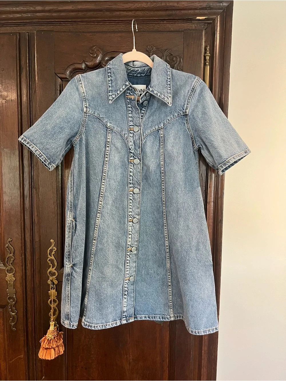 Ganni Vintage Washed Denim Mini Dress - Picture 2 of 4